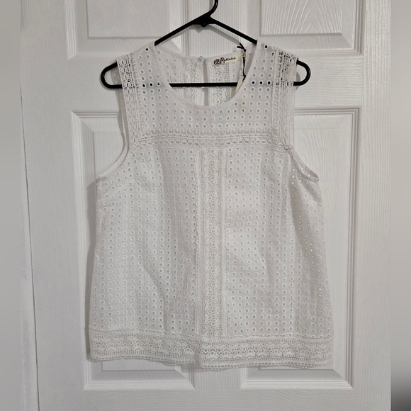 NEW Laffaire Crocheted Tank Top Women's Size Large White Cotton - Picture 2 of 15